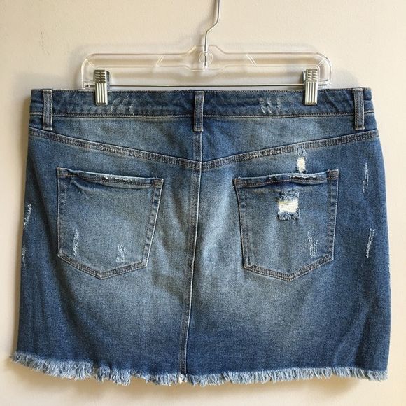 Wild Fable Destructed Denim Mini Skirt New - Picture 6 of 8